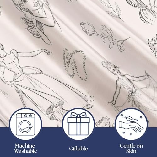 Jay Franco Disney Princess Satin Pillowcase - 20x30 Inch Beige