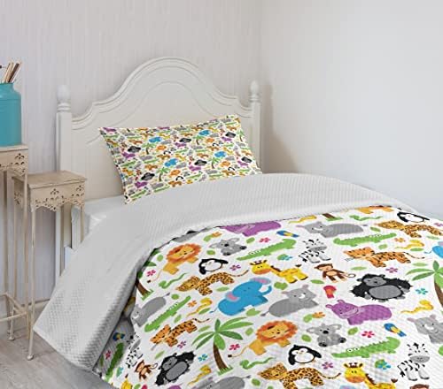 Lunarable Animals Bedspread Set Mustard