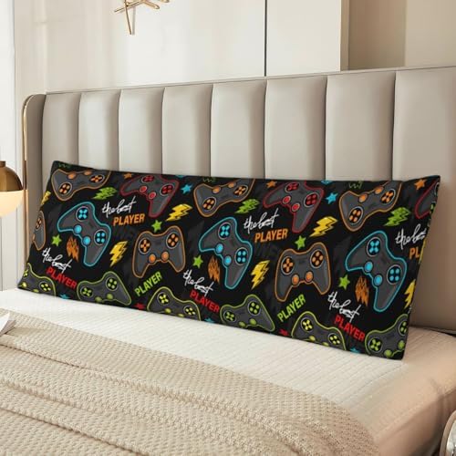 Gaming Body Pillow Case for Boys 20x60 Microfiber with Zipper
