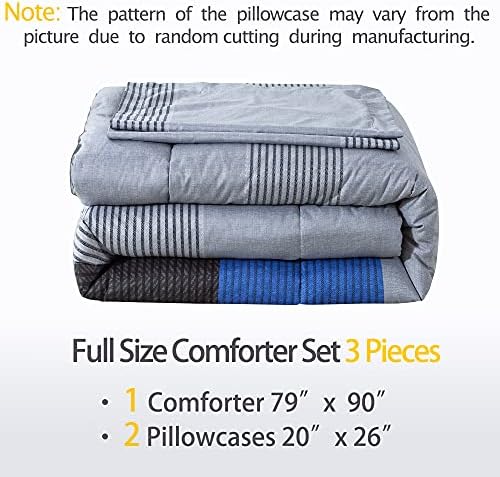 Andency 3-Piece Blue Stripe Comforter Set