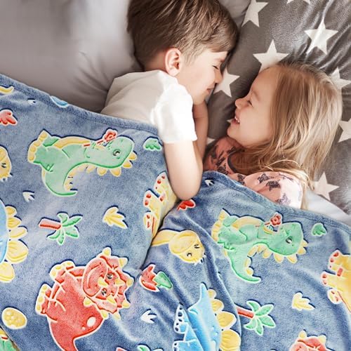 Glow in the Dark Dinosaur Blanket for Kids and Adults