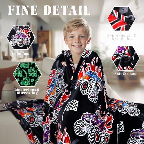 AISDE Glow in The Dark Truck Blanket for Boys 60x50