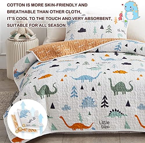 Joyreap 2-Piece Cotton Quilt Set Twin Dinosaur Reversible Design