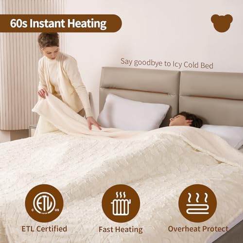 Bearhug King Size Electric Blanket 100 x 90 with Dual Controller