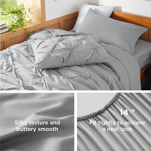 Bedsure Twin XL Comforter Set - 5 Piece Gray Bed in a Bag