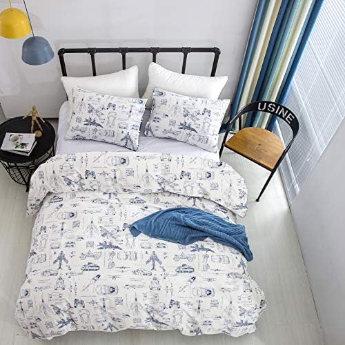 Wellboo Duvet Cover Set Boys Kids Train Military Cartoon
