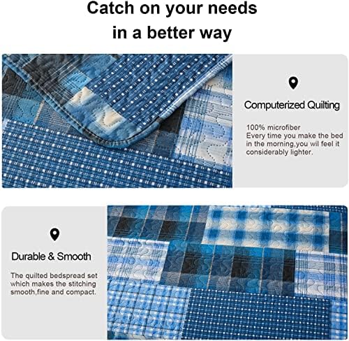 Jessy Home Queen Size Plaid Patchwork Quilt Set