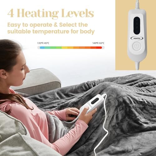 JAQUETEA Heated Throw Blanket 50x60 with 4 Heat Levels