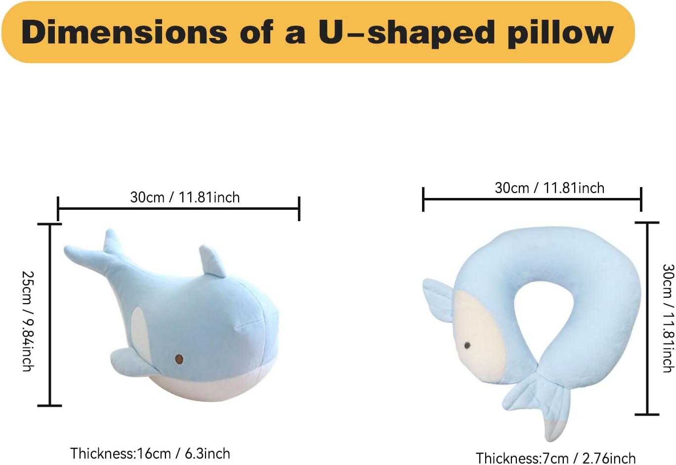 Blue Whale Kids Travel Pillow - 2-in-1 Deformable Neck Support