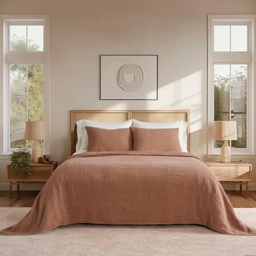 EVERGRACE Cotton Coverlet Set King Size 3 Pieces