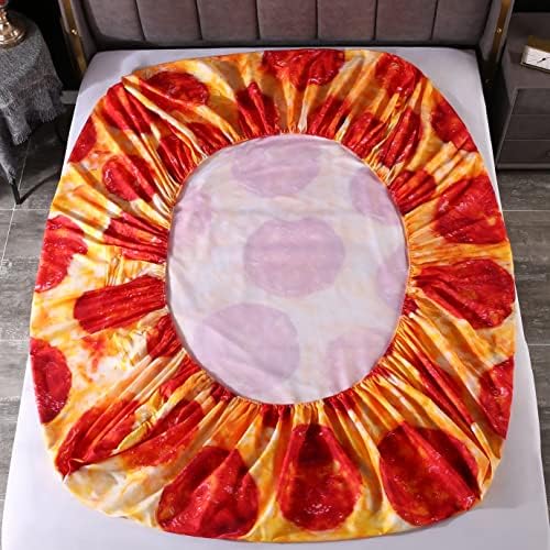 QJMiaofang Kids Funny Pizza Bed Sheet Set 3PCS Queen Size