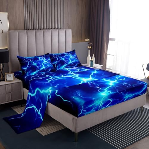 Feelyou Kids Blue Lightning Sheet Set with Pillow Case