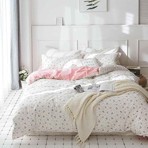 Nanko Pink Floral Queen Duvet Cover Set 3 Piece