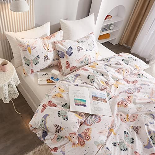 Ivellow Twin Duvet Cover Kids Butterfly 3Pcs 100 Cotton
