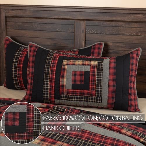 VHC Brands Rustic Cumberland King Sham 21x37 Chili Red