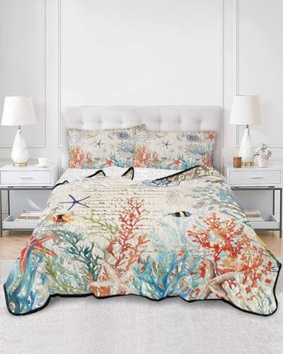 Stongaro Twin XL Quilt Set 3 Pieces Lightweight Coastal Comforter