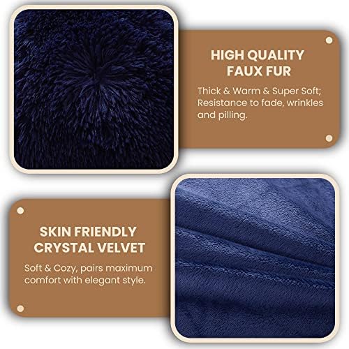 MEGO Shaggy Faux Fur Body Pillow Cover - Dark Blue