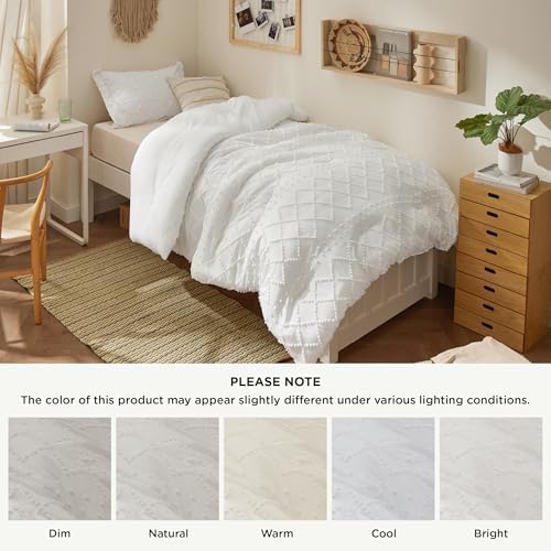 Bedsure Twin XL Comforter Set - Fluffy White with Pillow Sham