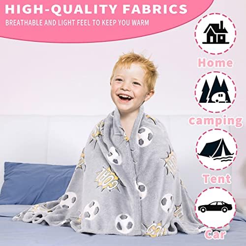 Wesan Glow in The Dark Soccer Throw Blanket 50x60