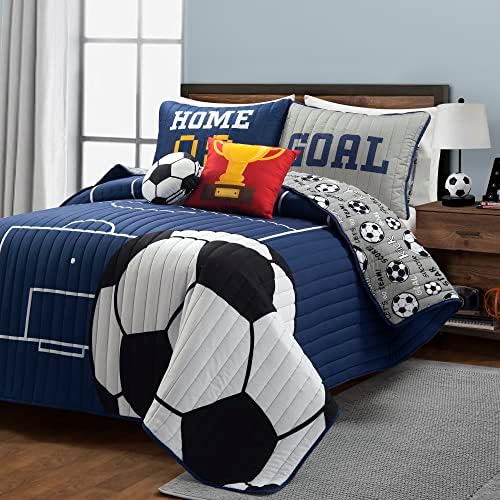 Lush Decor Soccer Game Reversible Quilt Set 5 Piece