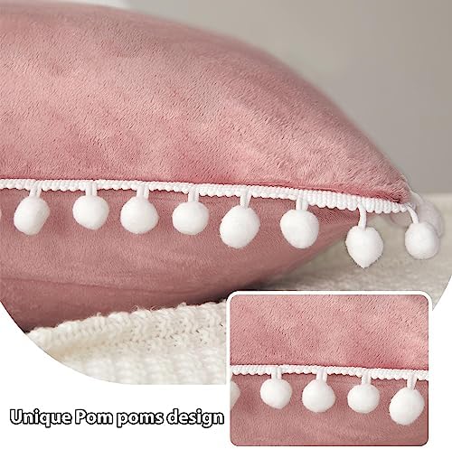 LIFEREVO Velvet Body Pillowcase with Pom-Poms 20x54 Old Pink