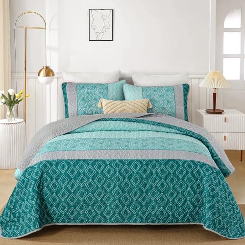 Cottolester Teal Quilt Set Queen Size 1