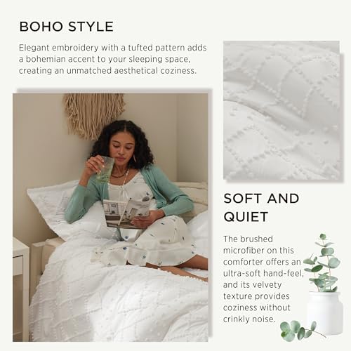 Bedsure Twin XL Comforter Set - Fluffy White with Pillow Sham