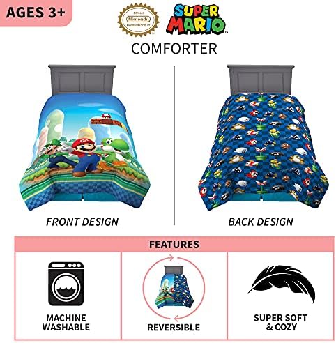 Franco Kids Bedding Super Soft Microfiber Reversible Comforter - Mario