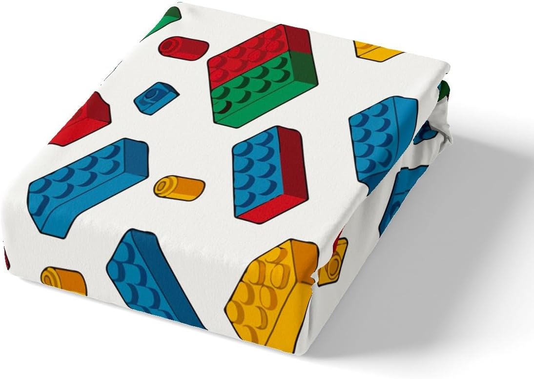 Feelyou Building Blocks Fitted Sheet Twin Size Kids Toy Bedding Set