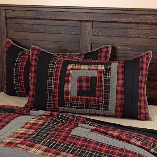VHC Brands Rustic Cumberland King Sham 21x37 Chili Red