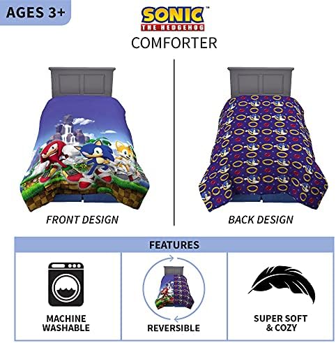Franco Kids Bedding Super Soft Microfiber Reversible Comforter TwinFull Sonic The Hedgehog
