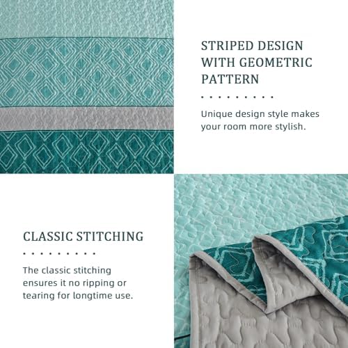 Cottolester Teal Quilt Set Queen Size 1