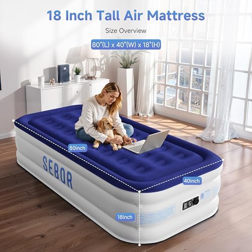 Sebor Air Mattress Twin with Built-in Pump 18