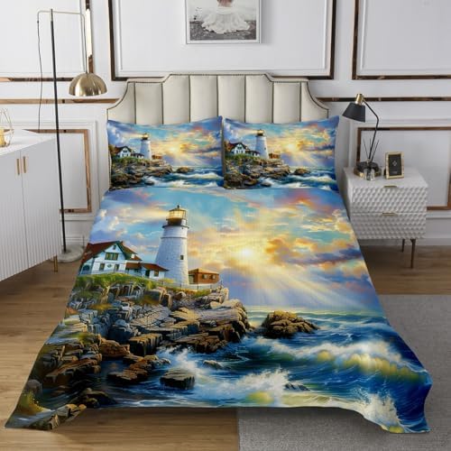 Erosebridal 3D Lighthouse Bedspread Set for Kids