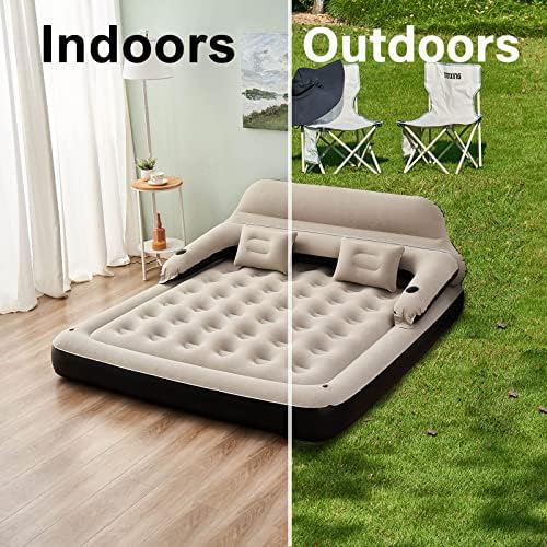 Queen Size Air Mattress with Headboard and Pillows Blow Up Sofabed