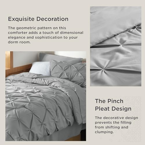 Bedsure Twin XL Comforter Set - 5 Piece Gray Bed in a Bag