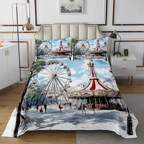 Erosebridal Retro Carousel Bedspread Set for Kids