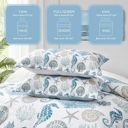 Coastal Quilt Set with 2 Shams California King Size