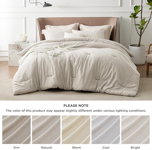 Bedsure King Comforter Set - 104x90 Beige Microfiber