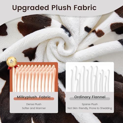 Cozy Bliss Cow Print Throw Blanket 50x60 Non Shedding Warm Super Soft 330GSM