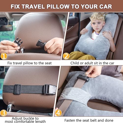 Kids Car Pillow with Memory Foam and Cat-Ear Design