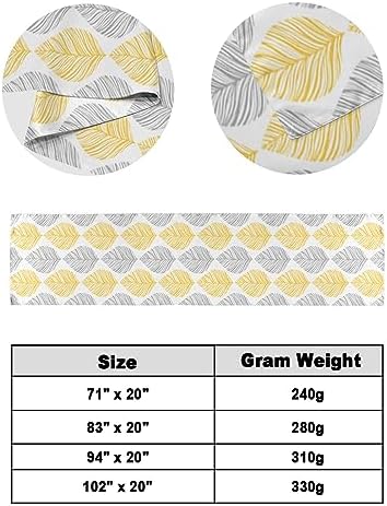 Minimalist Yellow Grey Leaf Bed Runner Scarf Set