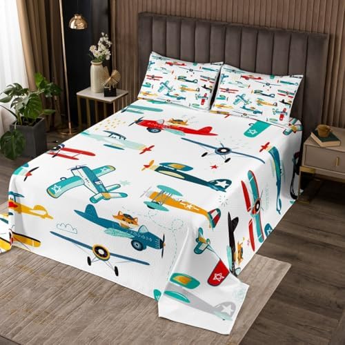 Feelyou Cartoon Aircraft Coverlet Set for Kids 1