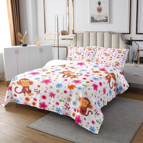 Erosebridal Cartoon Monkey Queen Quilt Set 1