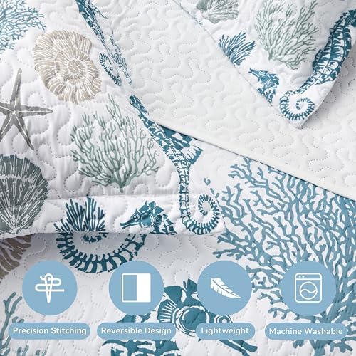 Coastal Quilt Set with 2 Shams California King Size
