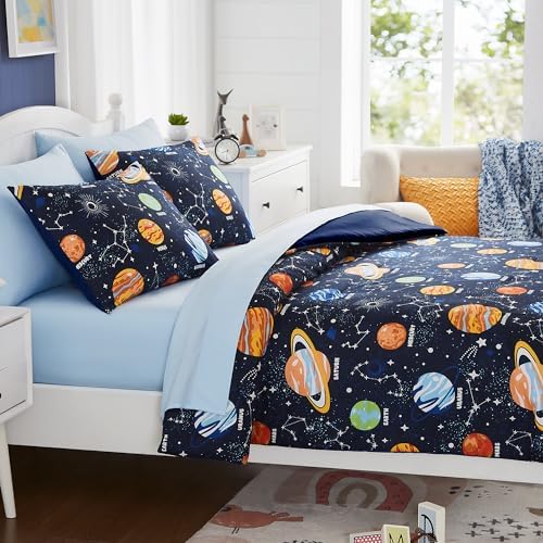 Glow in the Dark Space Comforter Set for Kids - Twin Bedding