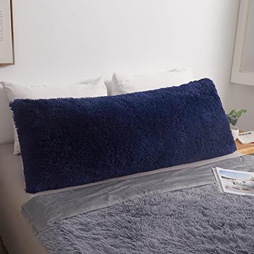 MEGO Shaggy Faux Fur Body Pillow Cover - Dark Blue