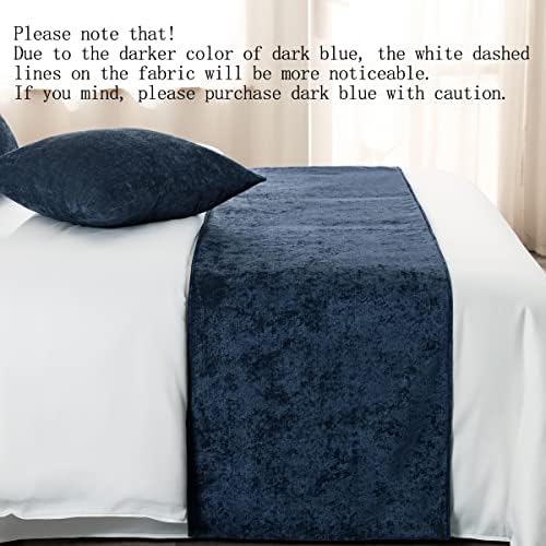 AMBERIS Dark Blue Chenille Bed Runner