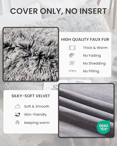 ZonLi Fuzzy Body Pillow Cover - Grey
