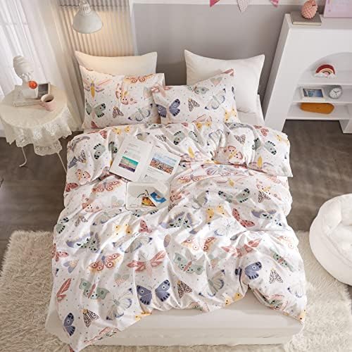 Ivellow Twin Duvet Cover Kids Butterfly 3Pcs 100 Cotton